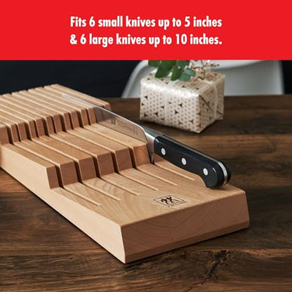 Zwilling 12-Slot In Drawer Knife Block, Beechwood - color: Natural, size: 12 slot