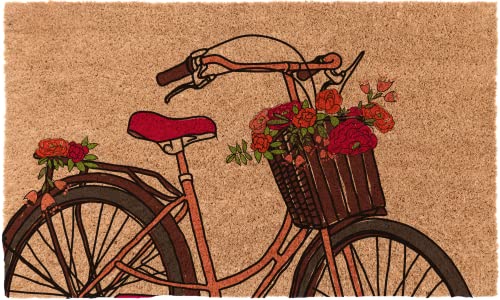COCO MATS 'N MORE Spring Coir Doormat – Durable Coir Door Mat with Vinyl Backing, Stylish Outdoor Mat for Entryway, Porch Mat, and Front Door Mat (|18" X 30" | Spring Ride| Made in USA) - color: Spring Ride, size: 18" X 30"