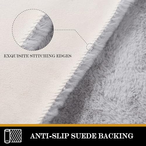 Latepis Area Accent Rug 2x4 Grey Furry Rug Washable Faux Fur Fluffy Shag Rugs Plush Shaggy Soft Rabbit Rugs for Playroom Sofa Bedroom Nursery Room Sheepskin - color: Grey, size: 2' x 4' (Accent)