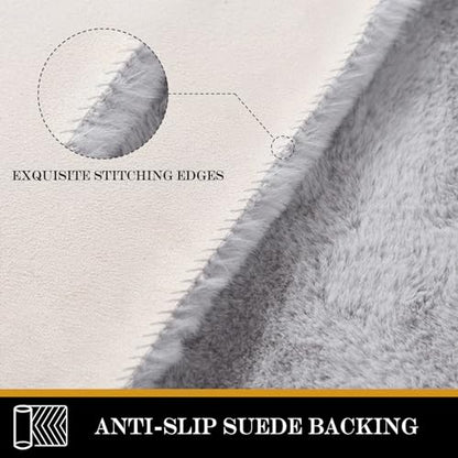 Latepis Area Accent Rug 2x4 Grey Furry Rug Washable Faux Fur Fluffy Shag Rugs Plush Shaggy Soft Rabbit Rugs for Playroom Sofa Bedroom Nursery Room Sheepskin - color: Grey, size: 2' x 4' (Accent)