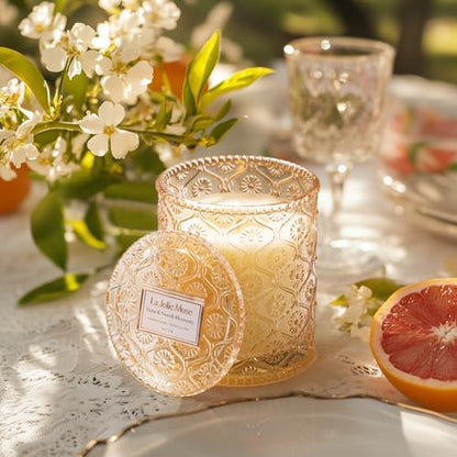 LA JOLIE MUSE Yuzu Neroli Scented Candles for Home, Natural Soy Wax 40 Hrs | Luxury Fresh Jar Candle, Clean Non Toxic, Gift for Women & Men, Spring Summer Candles, Pretty Candle, Citrus Orange Spearmint - color: Yuzu & Neroli Blossom