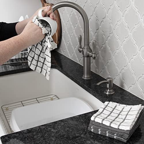 Ritz Premium 3-Pack Kitchen Towel & 6-Pack Dish Cloth Set - Highly Absorbent, Super Soft, Long-Lasting, 100% Cotton Terry Drying Cleaning Cloths, Gray - color: Gray, size: 9-Pack Bundle