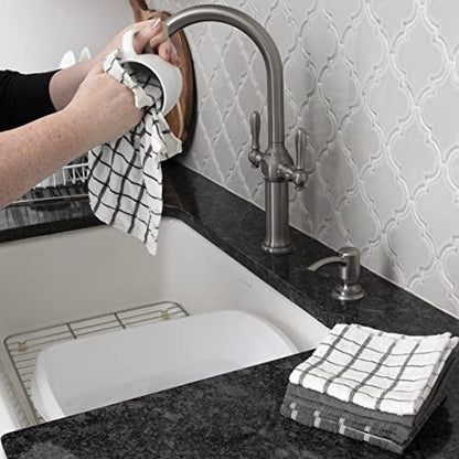 Ritz Premium 3-Pack Kitchen Towel & 6-Pack Dish Cloth Set - Highly Absorbent, Super Soft, Long-Lasting, 100% Cotton Terry Drying Cleaning Cloths, Gray - color: Gray, size: 9-Pack Bundle