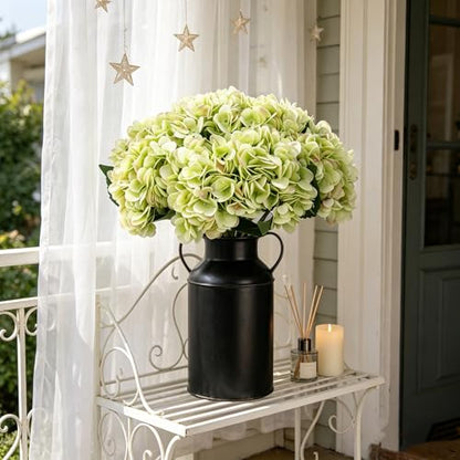 Kimura's Cabin 6pcs Hydrangea Artificial Flowers Fake Hydrangeas,Lime Green | Silk Hydrangea with Stems Faux Flower,Wedding Party Bouquets Arrangements Home Table Centerpieces Decoration Vase Filler - color: Lime Green