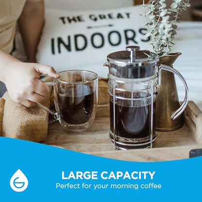 GROSCHE Cyprus Double Wall Glass Mug For Coffee, Tea And Cold Drinks, 16 Oz | Floating Drink Effect Adds Modern Style, While The Lightweight, Dishwasher-Safe Design Makes Daily Handling And Cleanup Easy.