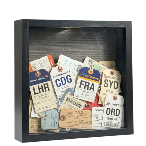 Ticket Shadow Box 8×8 Top Loading Display Case Frame with Top Slot on Top, for Wedding Photos,Baby Keepsakes,Sporting Events Ticket Stubs Beer Caps Movie Trave and Memory Keepsakes Box - color: Black, size: 8×8