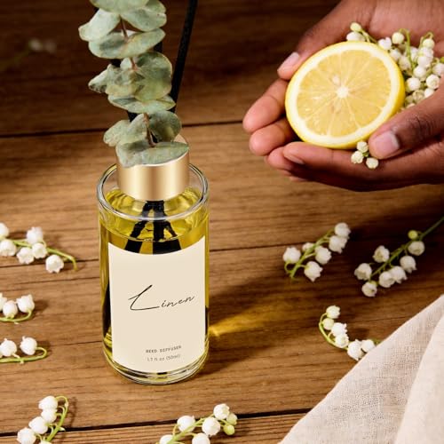 Reed Diffuser Set of 3, Eucalyptus, Linen, Ocean Oil Diffusers with Sticks | 1.7 fl oz Each, Total 5.1 oz, Long-Lasting Essential Oil Home Fragrance, Air Freshener for Bedroom, Bathroom Decor