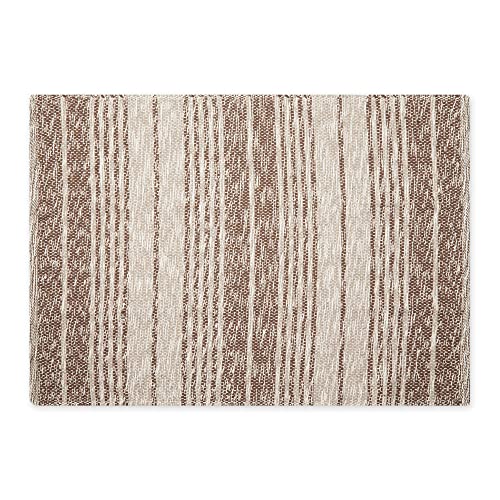 DII Woven Rag Rug Collection Recycled Yarn Variegated Rustic Stripe, 2x3', Leather Brown - color: Leather Brown