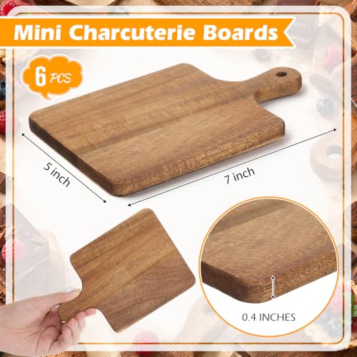 6 Pcs Mini Charcuterie Boards with Handle 5 x 7 Inch Small Wood Square Cutting Board Serving Plate Kitchen Wood Tray Square Pizza Peel Paddle for Baking Bread Cake Fruit Vegetables Meat - style: Square