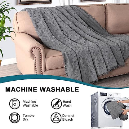Turquoize Sectional Couch Covers L Shape Couch Cover Sectional Sofa Cover Washable 2 Pieces Couch Covers for Sectional Sofa Feature Geometrical Woven Jacquard Fabric (Chaise/2 Seats, Grey) - color: Charcoal Gray, size: Small Sectional: 71" x 102"+63" x 11