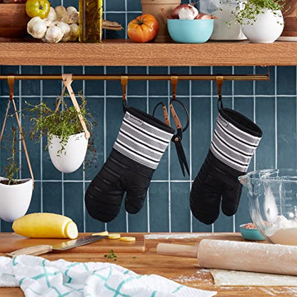 KITCHENAID Albany Oven Mitt 2-Pack Set, Matte Black, 7"x13" - color: Matte Black