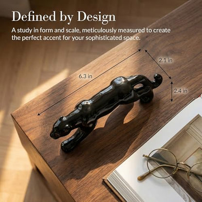 4.8" Hand-Carved Obsidian Leopard Figurine – Spotted Stone Crystal Animal, Unique Home Decor & Gift Idea, Quartz Crystal Specimen, 1pc, Artistic Decoration | Detailed Craftsmanship