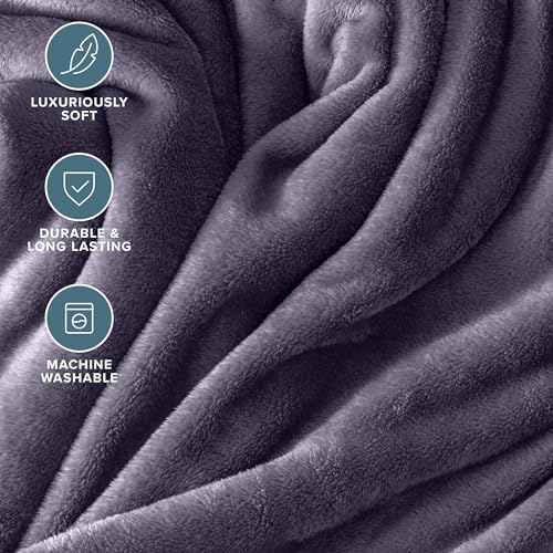 Bare Home Fleece Blanket Luxury Microplush (Full/Queen, Dusty Purple) | Ultra-Soft Lightweight Blanket for Bed, Sofa, and Couch, Cozy & Warm Blanket - color: 17 - Dusty Purple, size: Full/Queen