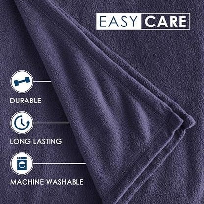 Twin Size Fleece Bed Blanket | Comfy Supersoft Fleece Blanket – All-Season Light Weight Throw Blanket | Luxuriously Soft | Throw Blanket for Couch and Sofa | Machine Wash | Navy - color: Navy, size: Twin