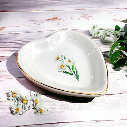 April Daisy Flower Ring Dish-White Floral Jewelry Dish for Hippie,Nature,Pace-January Flower for Mom,Mother-in-law,Step Mom,Godmother,Aunt,Grandma,Sister,Friend-Virgo Birthday Gifts - style: 4 - April (Daisy)