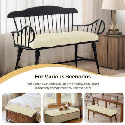Bench Cushions for Indoor Furniture 42"X17"X3", 1 PC, Cream | 3"/8 cm Thick, Soft Non-Slip Window Seat Cushion, Tufted Bench Seat Cushion for Dining, Piano Benches and Window Seats - color: Cream