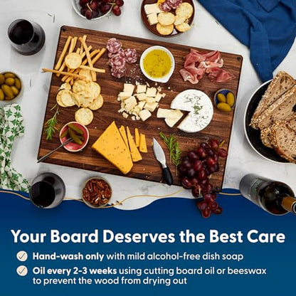 Sonder Los Angeles Franklin Cutting Board, Edge Grain Walnut, 20x15x1.5 in | Made in USA, Non-toxic, Non-Slip Feet, Juice Groove, Built-in Handles, Reversible, Gift Box Included, Large 10.3 lbs - color: Franklin | Black Walnut | Edge Grain