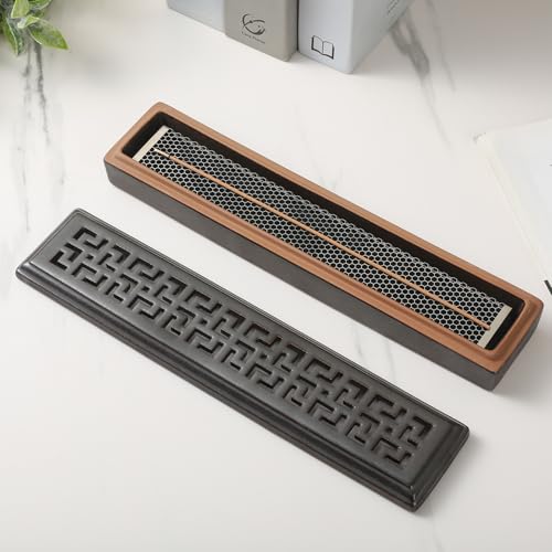 CEREMONY Incense Holder for Sticks, Ceramic Insence-Stick Holder Ash Catcher, Incense Holder Timkburner for Meditation Yoga Spa Room Incense Holder (Mesh-Brown) - color: Mesh-brown