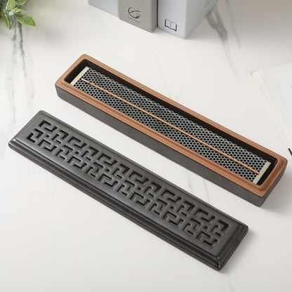 CEREMONY Incense Holder for Sticks, Ceramic Insence-Stick Holder Ash Catcher, Incense Holder Timkburner for Meditation Yoga Spa Room Incense Holder (Mesh-Brown) - color: Mesh-brown