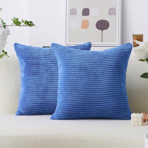 Home Brilliant Decorative Pillows Blue Square Pillow Cover Outdoor Throw Pillows 2 Packs Pillow Cases for Chair, 40cm, 16 x 16 Inch, Blue - color: Blue, size: 16" x 16" (Pack of 2)