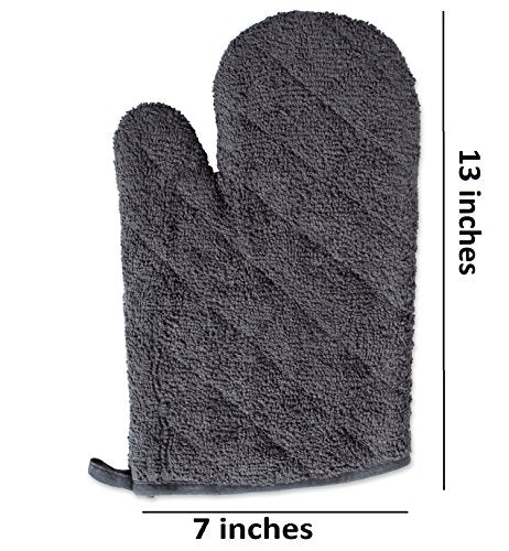 DII Basic Terry Collection 100% Cotton Quilted, Oven Mitt, Mineral Gray, 2 Piece - color: Mineral Gray, size: Oven Mitt