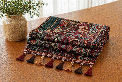 CEDAR & CLAY Boho Table Runner with Tassels – Woven Farmhouse Dining Table Runner for Kitchen & Home Decor (13 X 71 in) - size: 13 X 71 in
