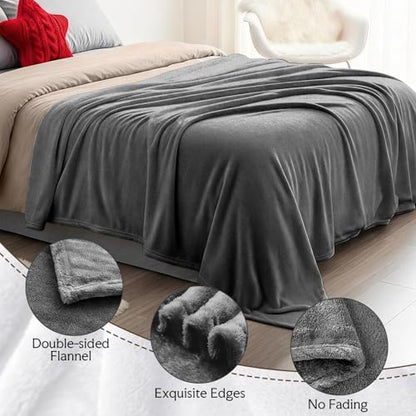 3-Pack Fleece Throw Blankets 50x60, 300GSM Soft Flannel Plush Blanket, Lightweight Warm Couch Sofa Bed Blankets, No Shedding All Season (Dark Gray) - color: Dark Gray