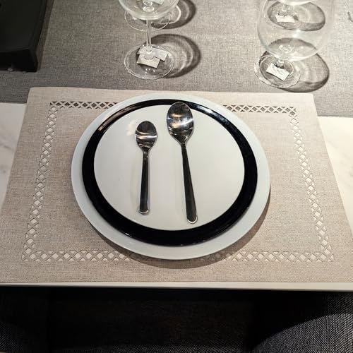 Placemats Set of 4 for Dining Table with Hollow Edge Design- Table Mats 12x 18 Inch, Cloth Place mats Machine Washable (Beige 4pcs) - color: H-beige, size: 4 pcs