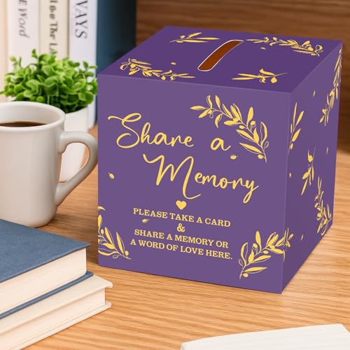 Pajean 50 Share a Memory Cards for Celebration of Life,Purple,Gold,Trendy - color: Purple Gold, style: Trendy