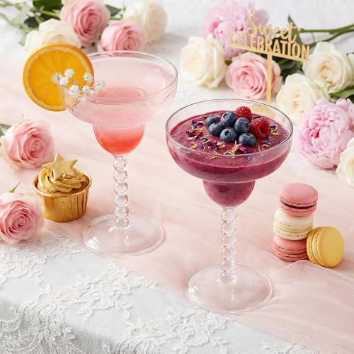 TOPZEA Acrylic Margarita Glasses Set of 4, 13.5 oz Shatter-proof Plastic Daiquiri Cocktail Cup, Unbreakable Martini Champagne Coupe Glasses Drinkware for Poolside, Bar, Party, BPA-free, Reusable