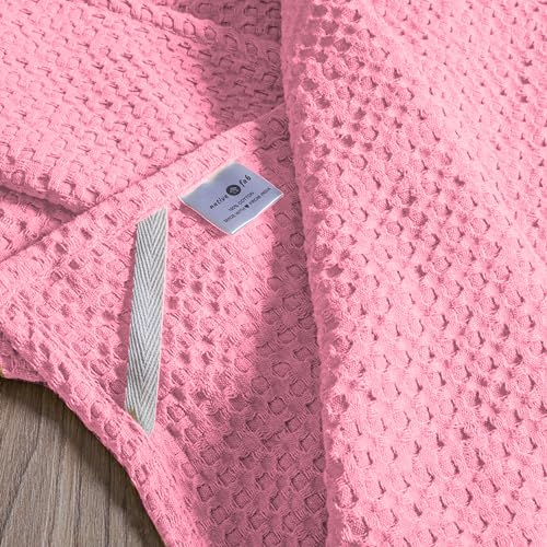 Native Fab 100% Cotton Premium Waffle Kitchen Towels, 4 Pack, 16" x 26", Super Absorbent Reusable Cleaning Cloths, Tea Towels, Machine Washable Hand Towels, Pink - color: Pink Premium, size: Set of 4