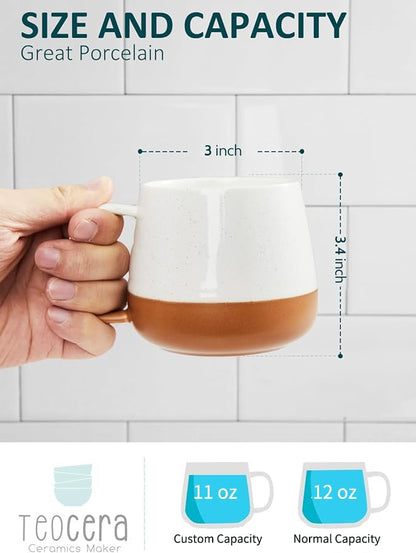 Teocera Ceramic Coffee Mug Set of 4-12 oz Coffee Mugs with Large Handles for Hot or Cold Drinks Like Latte, Cocoa, Tea or Juice - Smooth Ceramic, Dishwasher Safe, Beige - color: Beige