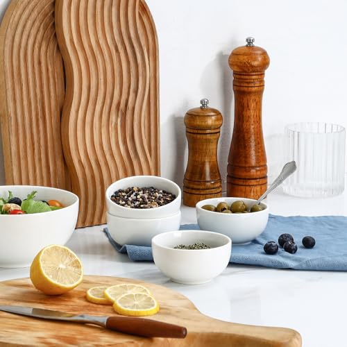 Selamica Ceramic Dipping Bowls 4 oz, Mini Dip Bowls Set of 6 for Sauce, Condiment, Side Dish, Charcuterie Board, Microwave Dishwasher Safe, White - color: White, size: 4 Oz