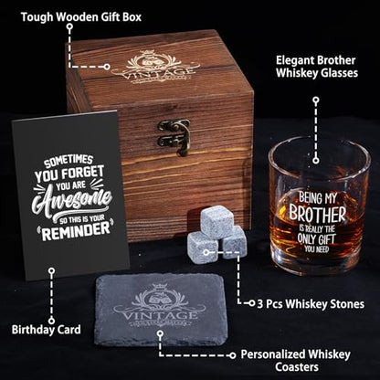 Fathers Day Best Gifts For Brother, Being My Brothers Is The Only Gift You Need Whiskey Set Gifts For Men, Personalized Brother Present s From Sister, Cool Fathers Day Brothers Gift From Sister - color: brother