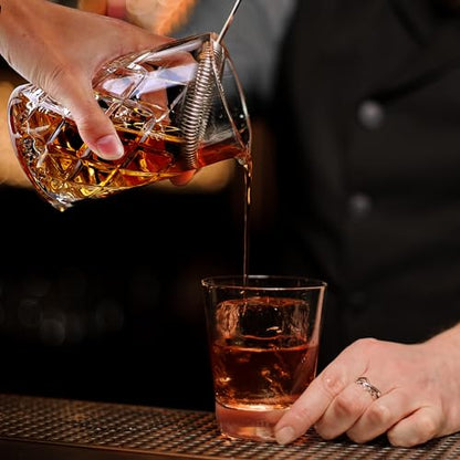 24 Oz Cocktail Mixing Glass Stirring Glasses for Whiskey Cocktail Mixing Shaker Glass Martini Old Fashioned Crystal Bar Set 700ml 2PCS - style: Lattice/ Ice Flowers