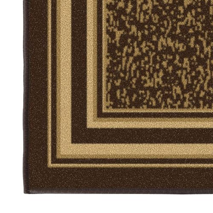 Ottomanson 3x5 Area Rugs – Ultra-Thin Entryway Rug - color: Border Brown, size: 3'3" x 4'7" (Area Rug)