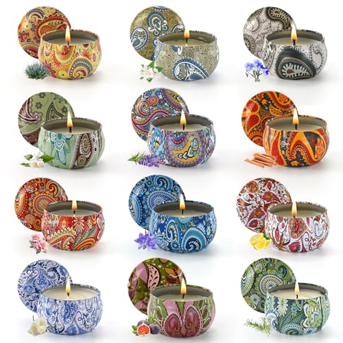 Scented Candles,Candle for Home,Soy Wax Aromatherapy Candel Set 12 Pack,with Gift Box - color: Multicolor
