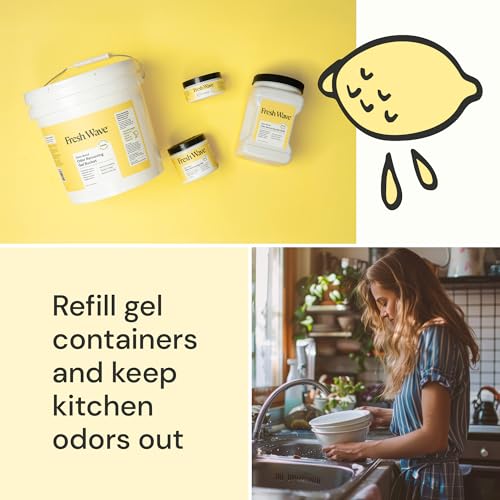 Fresh Wave Odor Eliminator Gel Bucket, 248 oz. Lemon Refill | EPA Safer Choice rated, No parabens or harsh chemicals, Refills up to 16 large gel jars, Pet-safe room deodorizer - size: 248 Fl Oz (Pack of 1)
