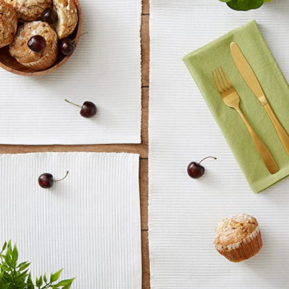 DII Basic Everyday Ribbed Tabletop 100% Cotton, Placemat Set, 13x19, White, 6 Piece - color: White, size: 13x19"