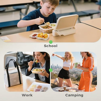 Reusable Snack Containers with Lids, 9 oz Double Compartment Plastic Snack Pack Containers Portion Control Meal Prep Snack Boxes BPA Free 20 Sets for Work Travel School