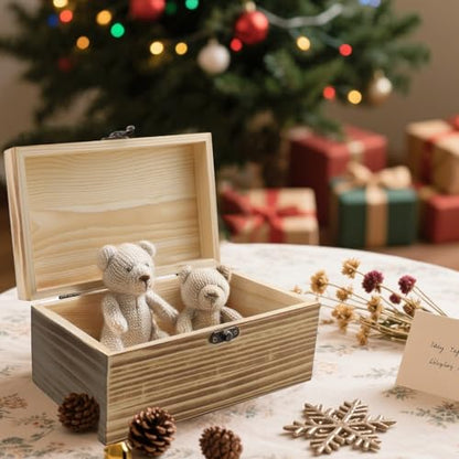 KUMGROT Wooden Box With Hinged Lid - Writable Vintage Gift Box | Handmade Solid Wood Storage for Photos, Jewelry, Coins, Cards - 5.5" x 2.4" x 2.1", Brown - style: Small Rectangular