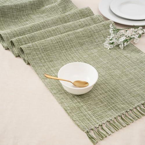 Cotton Table Runner - 72x13 Inch, Chambery Textured Table Runner, Durable & Elegant for Dining Table, Wedding, Restaurant, Oeko-TEX Certified - Green - color: Green