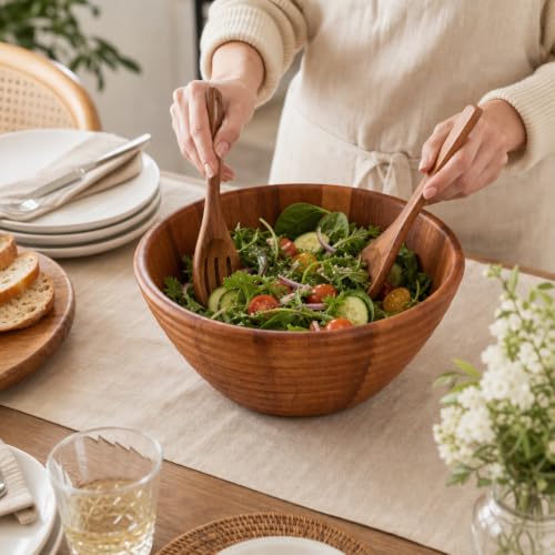 Arthur Court Large Acacia Wooden Hive-Style Salad Bowl - Unique Serving Bowl for Fruits, Snacks, and Salads - 5" H x 12" Diameter - size: 5 inch Tall x 12 Diameter