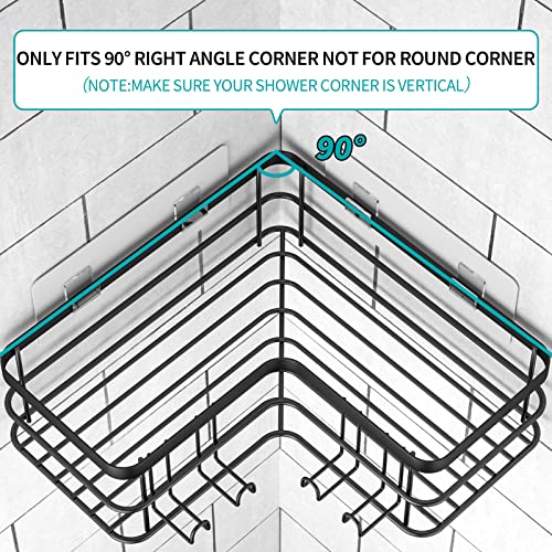 Corner Shower Caddy, 4-Pack Adhesive Shower Shelves with Soap Holder No Drilling, Rustproof Bathroom Shower Organizer Storage, Black
