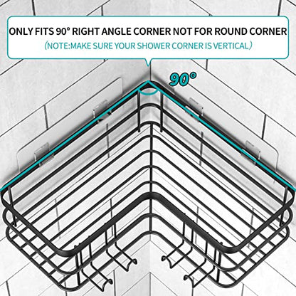 Corner Shower Caddy, 4-Pack Adhesive Shower Shelves with Soap Holder No Drilling, Rustproof Bathroom Shower Organizer Storage, Black