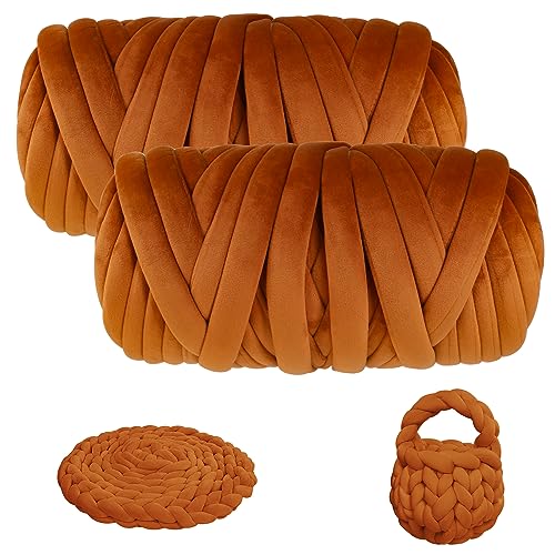 Chunky Yarn for Arm Knitting, guofa 4.4LBS Soft Fleece Yarn for Throw Blanket Pillow, Hand Knitting Bag, Cat Bed and DIY Home Decorations - color: Brown, size: 74 Yards