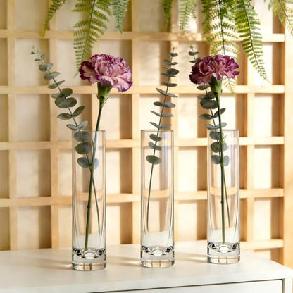 7.48 inch Tall Vases for Flowers,12PCS Glass Cylinder Vase,Bud Vase | Single Rose Bud Vase for Event Decor,Bud Vases in Bulk for Wedding Centerpieces,Home Aesthetic Desk Decor,Party Decorations