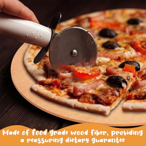 Lounsweer 24" × 20" Round Pizza Board with Handle, Wood Fiber Pizza Peel, Non-slip Cutting & Serving Board, Heavy Duty Wooden Serving Tray for Baking, Charcuterie & Kitchen Use - size: 20 Inches