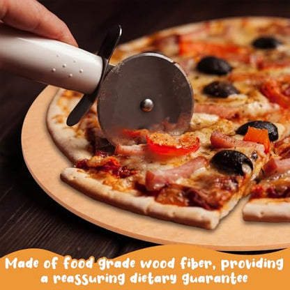 Lounsweer 20" × 16" Round Pizza Board with Handle, Wood Fiber Pizza Peel, Non-slip Cutting & Serving Board, Heavy Duty Wooden Serving Tray for Baking, Charcuterie & Kitchen Use - size: 16 inches