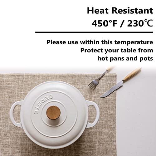 Home Brilliant Linen Place Mats Set of 6 Heat Resistant Dining Table Place Mats Cloth Placemats Kitchen Table Mats Placemat, Burlap - color: Burlap, size: Placemats 13" x 19", Set of 6